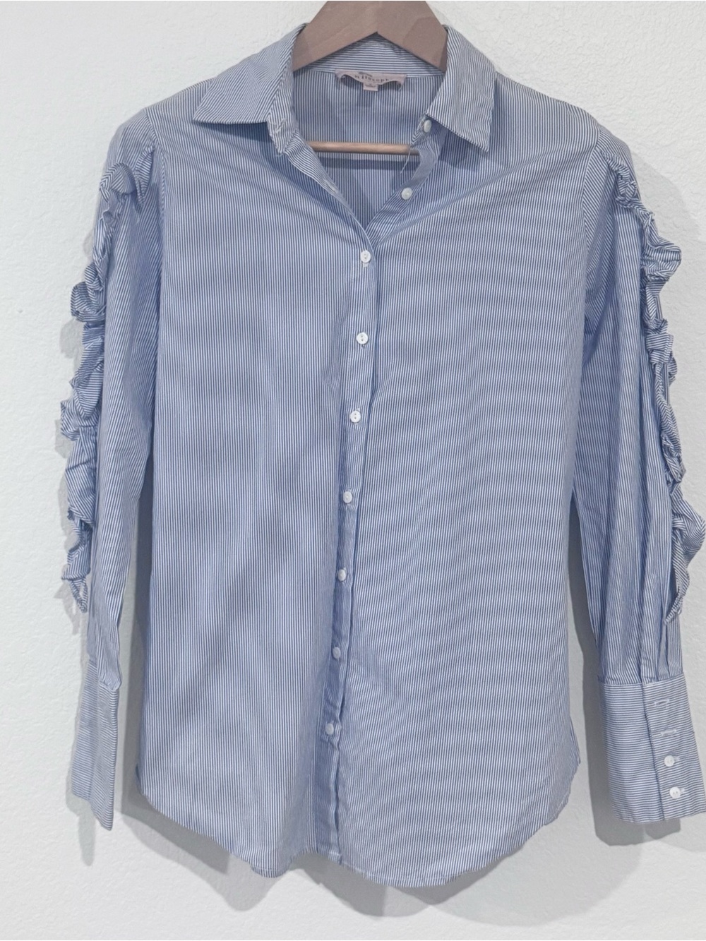 Philosophy Light Blue Pinstripe Button-Down Shirt Old Money Statement Piece
